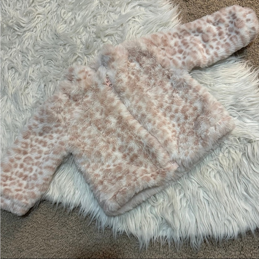 Pink Cheetah Print Faux Fur Jacket